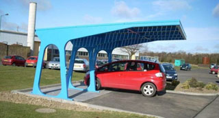 car parked under a solar carport