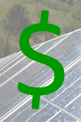 solar panels with money sign super-imposed