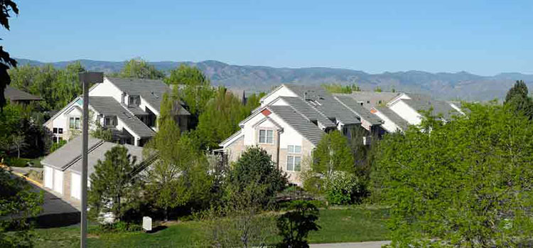 No solar on these condo roofs at Highline Crossing Cohousing in Littleton, Colo. -- although I'm hoping I might persuade them to allow me to install solar on my garage -- once I move in in late July 2017.