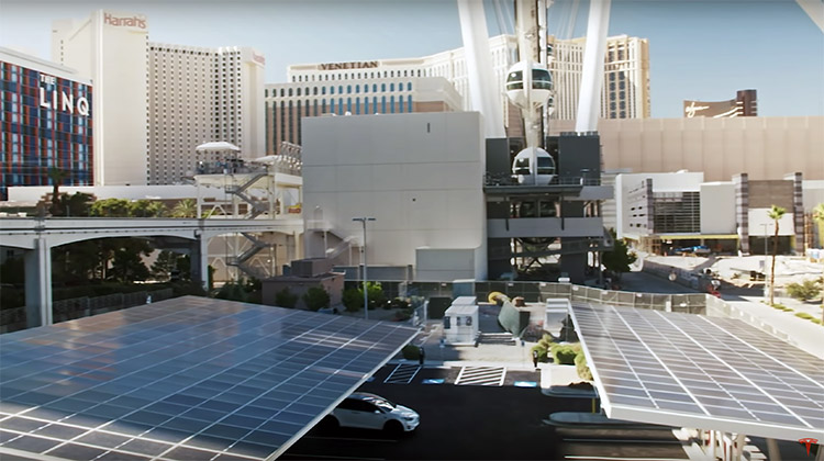 Tesla Supercharger station with solar in Las Vegas.